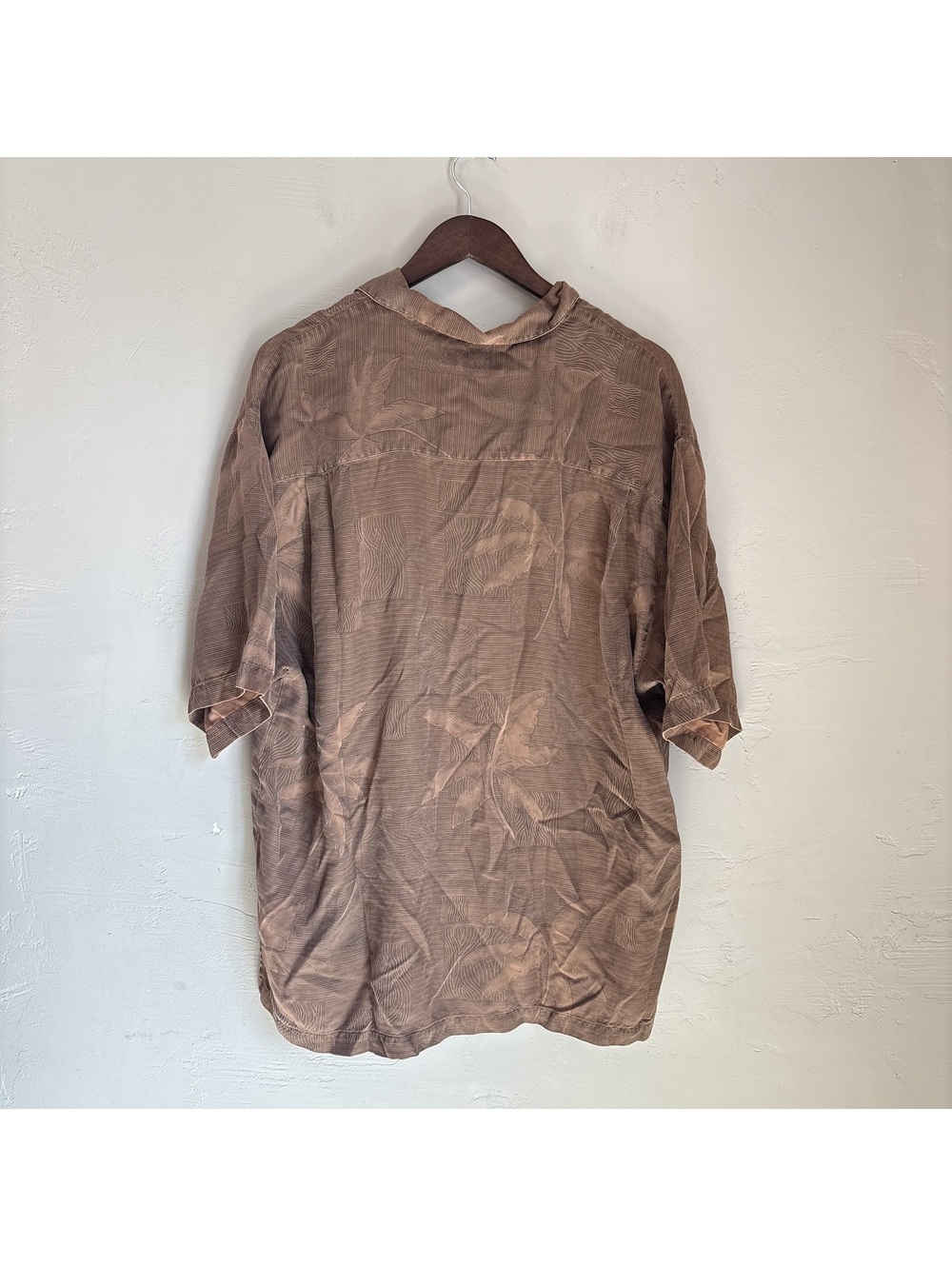 Tommy Bahama 100% Silk Brown Jacquard Palm Leaf Hawaiian Shirt Mens XL - Picture 4 of 4